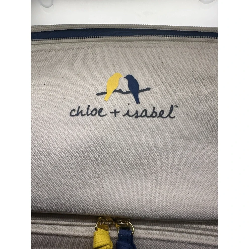 Chloe + Isabel Cream Canvas Train Case Makeup Jewelry Organizer Travel Bag
